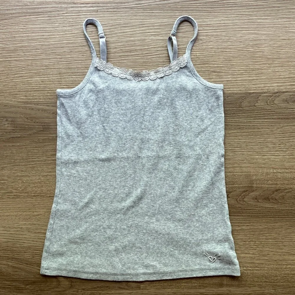 Justice Gray Lace Trim Cami Size 10